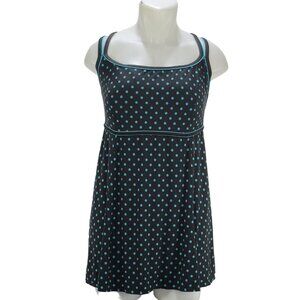 LE COVE Women's Swimsuit Black Blue Polka Dots Swim Dress Size 18W